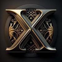 logo pour le lettre X avec une moderne classique style ,3d alphabet sur noir Contexte photo