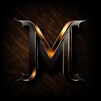 logo pour le lettre m avec une moderne classique style ,3d alphabet sur noir Contexte photo