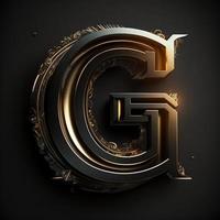 logo pour le lettre g avec une moderne classique style ,3d alphabet sur noir Contexte photo