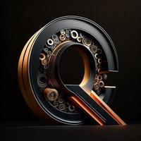 logo pour le lettre q avec une moderne classique style ,3d alphabet sur noir Contexte photo