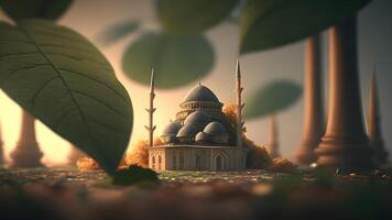 Ramadan kareem nuit vue Contexte avec historique mosquée et lune architecture, Suleymaniye arabe mosquée dans Istanbul, Turquie. génératif ai. photo