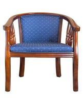 de face vue de bleu Couleur en bois chaise isolé sur blanc avec coupure chemin photo