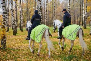 monté police dans l'automne ville parc, retour vue photo