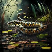 tigre serpent habitats. ai généré photo