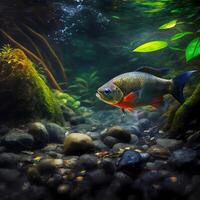 tetre poisson habitats. ai généré photo