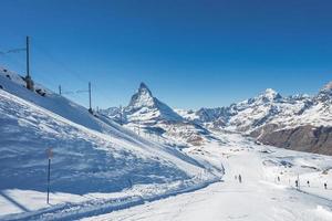 scénique lever du soleil ou le coucher du soleil vue de Matterhorn - un de le plus célèbre et iconique Suisse montagnes, zermatt, valais, Suisse photo