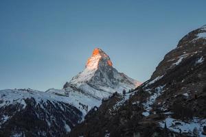 scénique lever du soleil ou le coucher du soleil vue de Matterhorn - un de le plus célèbre et iconique Suisse montagnes, zermatt, valais, Suisse photo