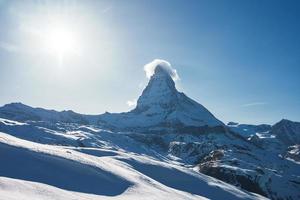 scénique lever du soleil ou le coucher du soleil vue de Matterhorn - un de le plus célèbre et iconique Suisse montagnes, zermatt, valais, Suisse photo