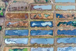 aérien vue de abandonné biologique étangs et l'eau traitement plante photo