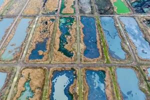 aérien vue de abandonné biologique étangs et l'eau traitement plante photo