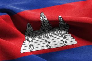 3d illustration fermer drapeau de Cambodge photo