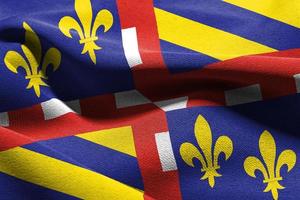 3d illustration drapeau de Bourgogne est une Région de France. agitant o photo