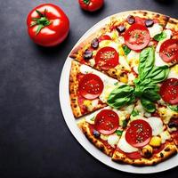 local délicieux réaliste Pizza sur plaque, génératif art par ai photo