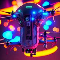 proche en haut surveillance drone avec vidéo caméra, génératif art par ai photo