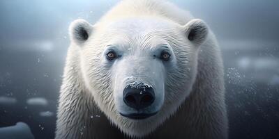 proche en haut de polaire ours affronter, le Roi de Arctique prédateurs. ai généré photo