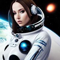 futuriste science-fiction de femme astronaute divertissement dj la musique gare, génératif art par ai