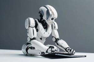 mignonne artificiel intelligence robot avec carnet photo