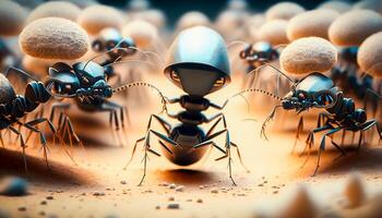 Puissance de fourmi chef, travail en équipe concept, génératif ai photo
