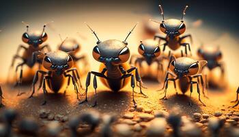 Puissance de fourmi chef, travail en équipe concept, génératif ai photo
