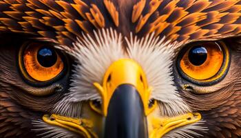 proche en haut deux yeux de aigle, génératif ai photo