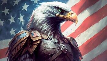 super héros Aigle couverture avec Etats-Unis drapeau, ai génératif photo