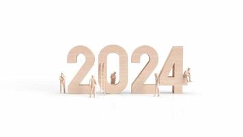 le bois 2024 nombre et affaires homme sur blanc Contexte 3d le rendu photo