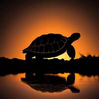 tortue silhouette ai généré photo