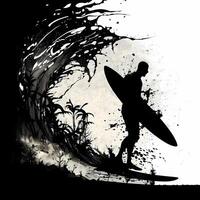 surfeur silhouette ai généré photo