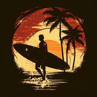 surfeur silhouette ai généré photo