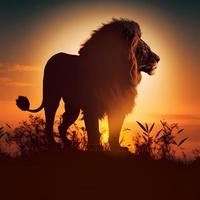 Lion silhouette ai généré photo