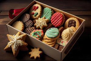 assorti Noël biscuits dans une boîte photo