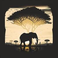 l'éléphant silhouette ai généré photo