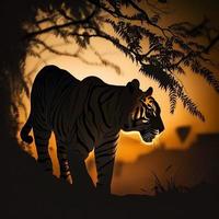 tigre silhouette ai généré photo