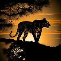 tigre silhouette ai généré photo