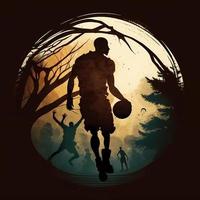 basketball silhouette ai généré photo