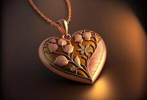 ai généré élégant cœur en forme de ornement pour une spécial cadeau. parfait bijoux romantique pour la Saint-Valentin journée. photo