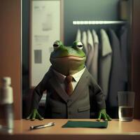 grenouille homme d'affaire illustration ai généré photo