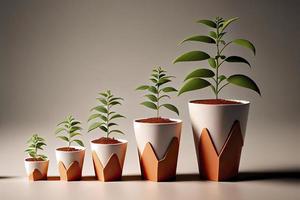 petit les plantes dans croissance en forme de graphique des pots photo