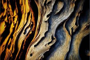 ai généré fermer de un intéressant texturé surfaces écorce de une arbre. photo