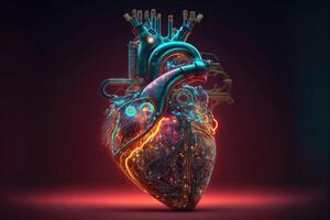 ai généré Humain moteur cœur abstrait image. le cœur est comme le du corps moteur. photo