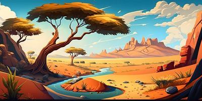 paysage de le savane champ, africain sauvage la nature arrière-plan, ai généré photo