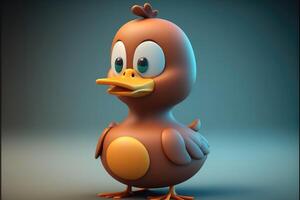 mignonne dessin animé canard personnage 3d ai généré photo