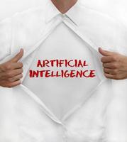 homme ouvre le sien chemise à révéler ai - artificiel intelligence - écrit sur il photo