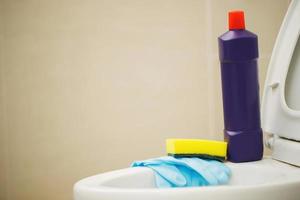 toilette nettoyeur, nettoyer et prendre se soucier de sanitaire vaisselle. photo