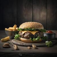 délicieux Burger sur le tableau, établi avec génératif ai photo