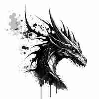 dragon noir et blanc ai généré photo
