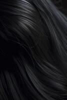 magnifique noir cheveux arrière-plan, établi avec génératif ai photo