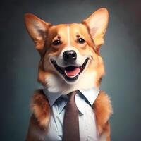 chien homme d'affaire illustration ai généré photo