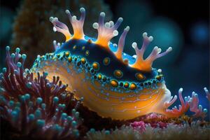 ai généré le étonnamment coloré nudibranches de le océan photo