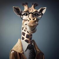 girafe homme d'affaire illustration ai généré photo